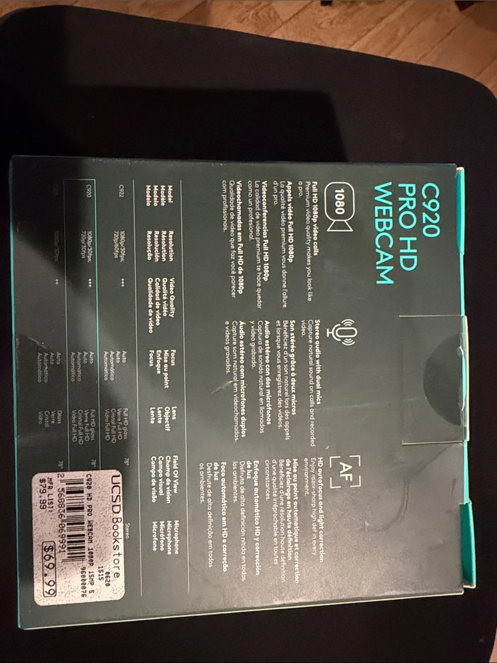 Logitech C920 Pro HD Webcam - Black with Teal Accents